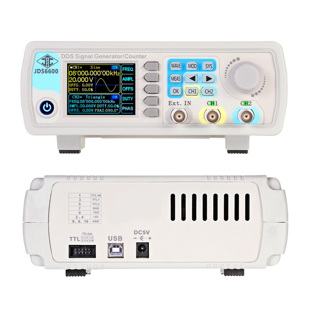 JDS6600 15/30/40/50/60MHz DDS  - Dual Channel Arbitrary Waveform Function Generator 60Mhz reseña y precio